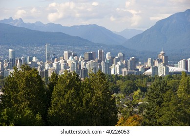 Downtown Vancouver With North Shore Mountains.