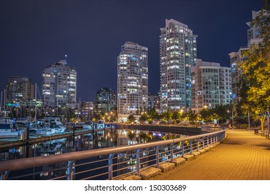 Downtown Vancouver Skyline At Night