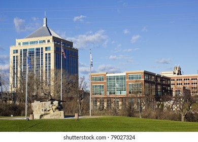 Downtown Of Wausau, Wisconsin, USA. Spring Time.