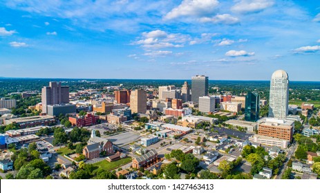 Downtown Winston-Salem North Carolina NC Skyline Aerial.