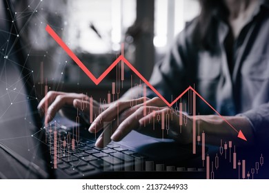 Downtrend financial chart, Stock crash market exchange loss trading graph analysis investment indicator business graph charts. Global Financial crisis and bankruptcy. Financial instability