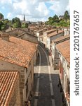 Downward view over the Rue de la Vau de Saint-Jacques in the village of Parthenay in France