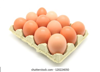 Dozen Eggs Isolated On White Background