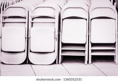 Dozens Of  Folding Chair White Steel  Stacked .outdoor Party Folding Chairs