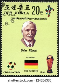 DPR KOREA - CIRCA 1990: A Stamp Printed In DPR KOREA Shows Portrait Of Jules Rimet, Circa 1990