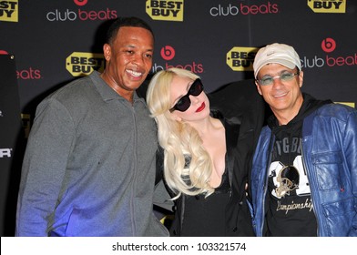 Dr. Dre, Lady Gaga And Jimmy Iovine At A Signing For The CD 