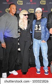 Dr. Dre, Lady Gaga And Jimmy Iovine At A Signing For The CD 