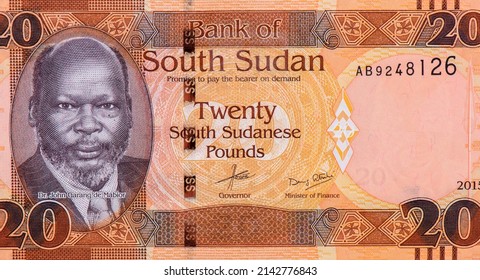 Dr. John Garang de Mabior Portrait from South Sudan 20 Pounds 2015 Banknotes.