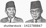 Dr. Lr.  Sukarno Former and Dr. H. Mohammad Hatta, Portrait from indonesia Banknotes. 
