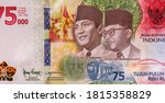 Dr. Lr. Sukarno Former and Dr. H. Mohammad Hatta, Portrait from Indonesia 75000 Rupiah 2020 Banknotes. 
