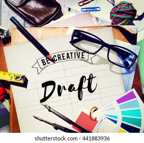Draft Blueprint Creative Design Drawing Interior Concept