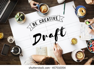 Draft Blueprint Creative Design Drawing Interior Concept