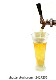 Draft Pouring Beer,white Background