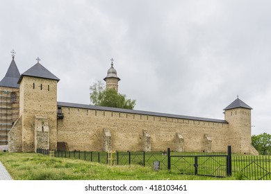 Dragomirna monastery, built in 1609 year. The wall of the fortress monastery. Orthodox monastery in the village Mitoku-Dragomirna, Suceava district of in Romania,  Southern Bucovina.  - Shutterstock ID 418103461