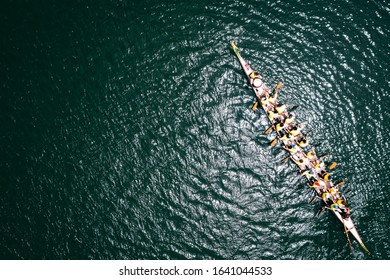 Dragon Boat From Above. Overhead View