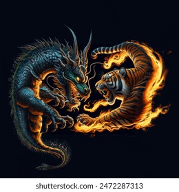dragon fight tiger and fire