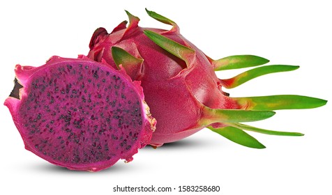 Dragon Fruit Or Pitaya Fruit Isolated On White Background