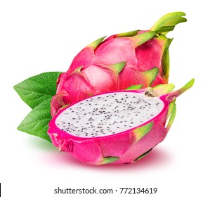 Dragon fruit, pitaya isolated on white background with clipping path