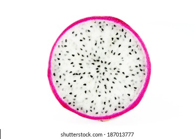 Dragon fruit slices isolated on white background - Shutterstock ID 187013777