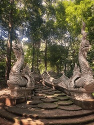 The Dragon Gate Of Wat Luang Khun Win (วัดหลวงขุนวิน) Is A Beautiful Temple Tucked Away In The Jungle, Located In Mae Wang, Chiang Mai, Thailand