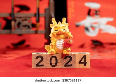 Dragon Spring Festival picture material(Translation:Good luck in the Year of the Dragon,blessing,Whatever you want comes true,Into,Forever,Meaning,Good luck and good luck.)