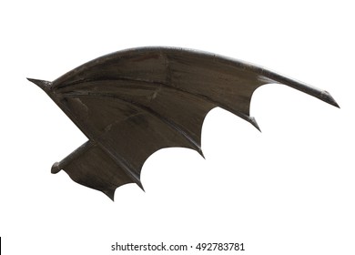 Dragon wings metal isolated on black background with clipping path