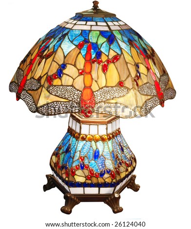 Dragonfly Glass Lamp isolated with clipping path