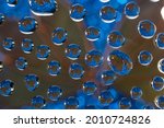 Dragonfly wings seen thru tiny water drops. Macro creative photography.
