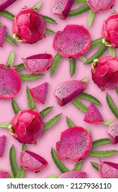 Dragonfruit with half wallpaper on pink background