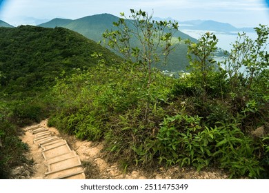 Dragon's Back Trail, Hong Kong: Breathtaking Coastal Views and Serene Pathway Overlooking the South China Sea – An Unforgettable Hiking Experience on Hong Kong Island's Renowned Mountain Trail - Powered by Shutterstock