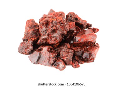 Dragons Blood. Red Resin Has Been In Continuous Use As Varnish, Medicine, Incense, And Dye. Isolated On White Background.