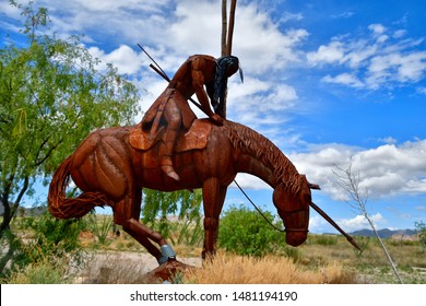 Dragoon, Arizona / USA - 11 August 2019
Rattlesnake Ranch
Statue By James Earl Fraser Depicting A Native American Who Has Reached The End Of His Trail.