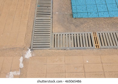 Drain Cover On The Swimming Pool Made From The Steel Dip In Galvanized