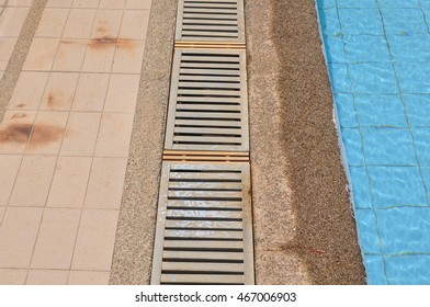 Drain Cover On The Swimming Pool Made From The Steel Dip In Galvanized