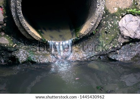 drain pipe or effluent or sewer release wastewater into river. Sewage or domestic wastewater or municipal wastewater that is product by community of people. waste water is any water that has been use