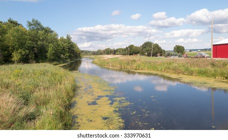 Drainage Canal In Farm Country Marshland