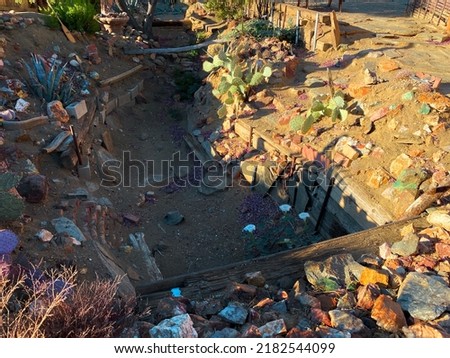 a drainage ditch water tunnel garden culvert desert gardening succulents cactus dry arid landscaping