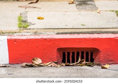 Drainage System With Rusty Iron Grating Stormwater System Road