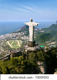 Dramatic Aerial View Of Rio De Janeiro And Christ The Redeemer