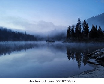 Dramatic alpine lake landscape with reflections