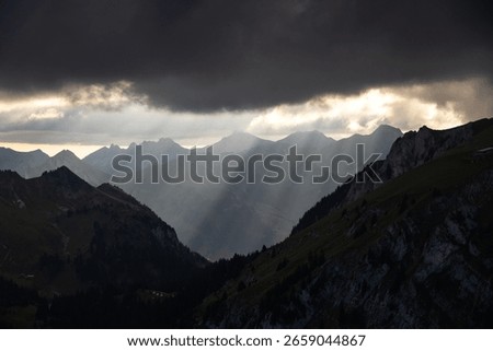 Dramatic Alpine Light Rays in the Swiss Alps