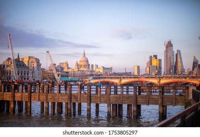 Dramatic beautiful view of South Bank area at the sunset light London, United Kingdom, 20 April, 2019