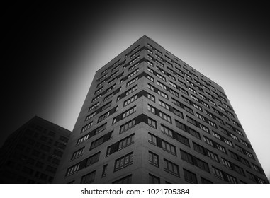 Dramatic black and white building background