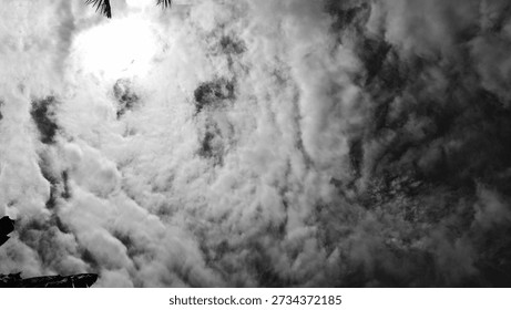 Dramatic black and white cloud formation creating artistic and moody sky atmosphere.