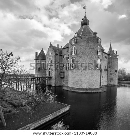 Dramatic Black and White of a Medieval Castle in Europe