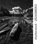 Dramatic Black And White Mountain River