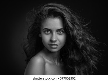 Dramatic Black White Portrait Beautiful Lonely Stock Photo (Edit Now ...