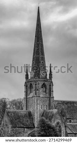 Dramatic Black and White Shot of a Soaring Church Spire