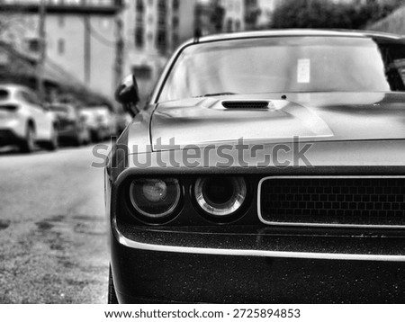 A dramatic black-and-white study of a sleek Camaro. The high-contrast shot captures exactly half the vehicle, emphasizing its aggressive lines and dark finish.
