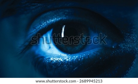 Dramatic Blue Eye Macro In Darkness